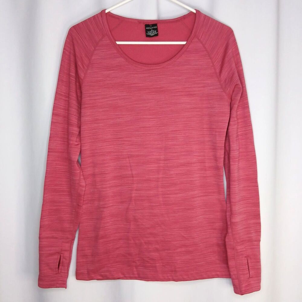 Hottotties Thermal Performance T-Shirt Long Sleeve Athletic Top Pink Womens Med